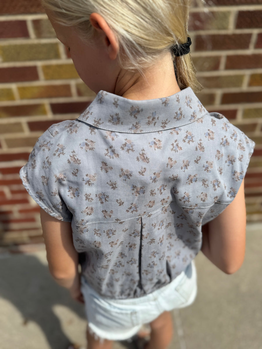 Girls Button Up Cropped Top