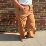 Plus Relaxed Stripe Barrel Pants w/Pockets