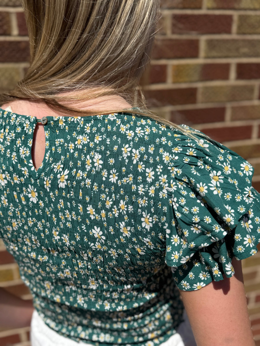 Daisy Smocked Ruffle Sleeve Top