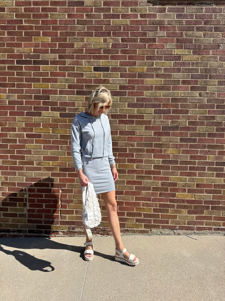 Solid Hoodie Midi Dress