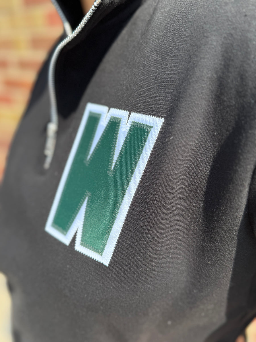 Black Crop 1/4 Zip Wolves Sweatshirt