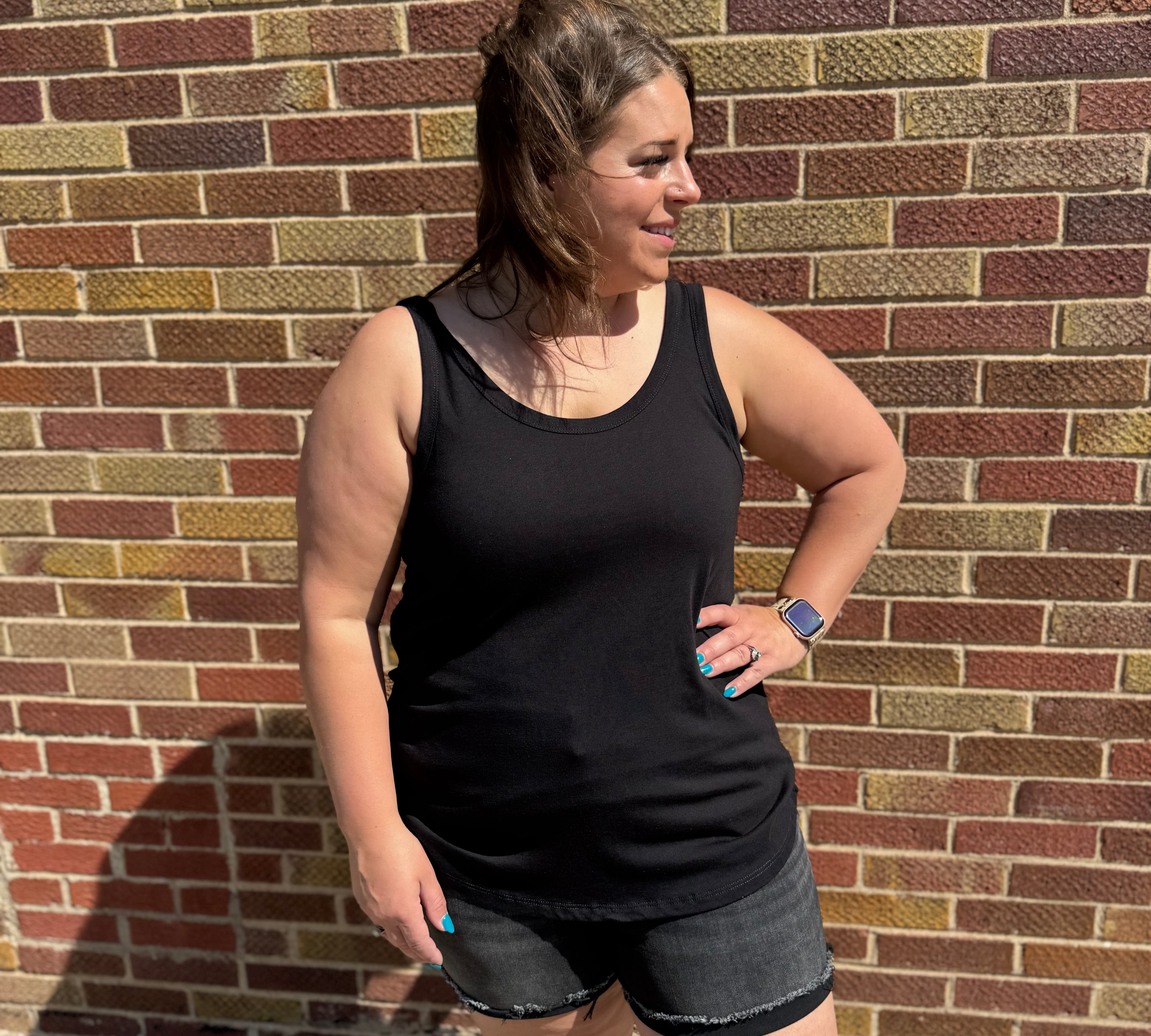 Scoop Neck Solid Loose Fit Tank