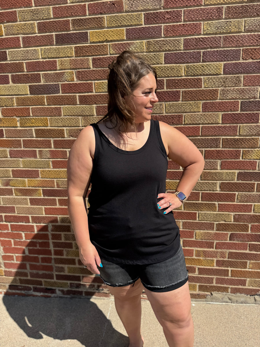 Scoop Neck Solid Loose Fit Tank
