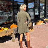 Button Up Corduroy Waist Tuck Dress