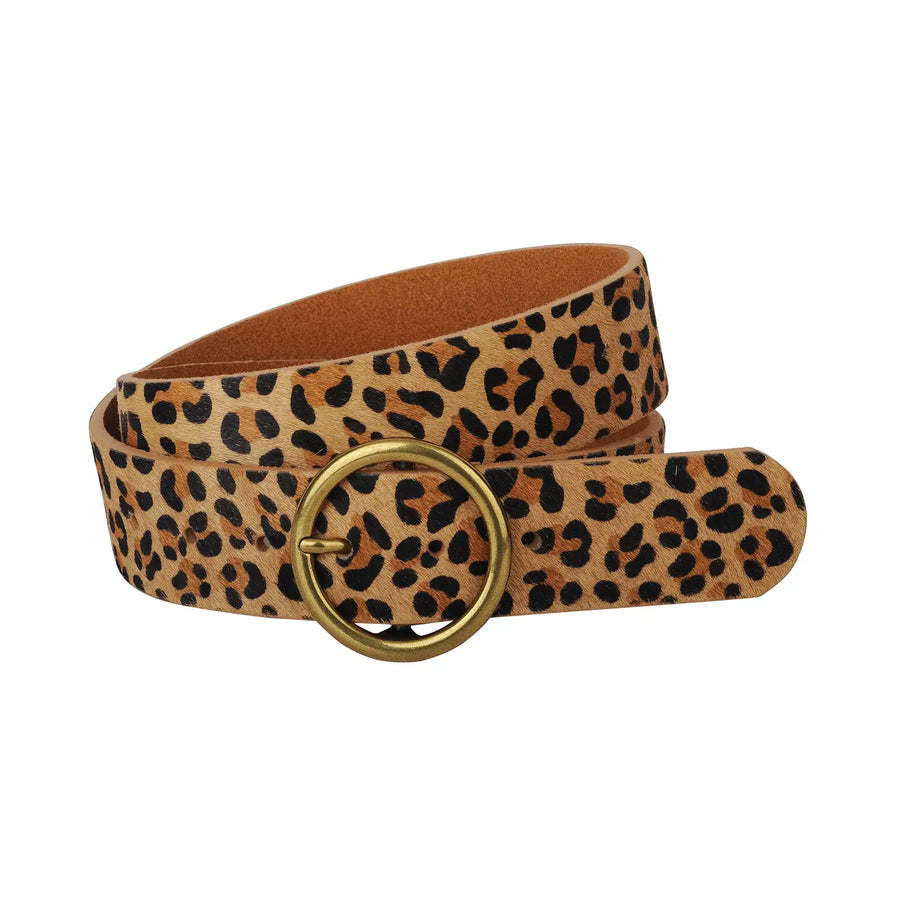 Plus Leopard Print Round Buckle Belt