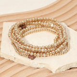 Cross Charm Beaded Stretch Layered Bracelet