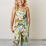 Girls Sage/Pink Floral Jumpsuit