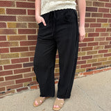Relaxed Stripe Barrel Pants w/Pockets