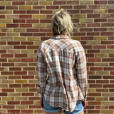 Round Hem Plaid Button Down Shirt w/Front Pocket