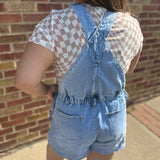 Side Tie Short Overalls