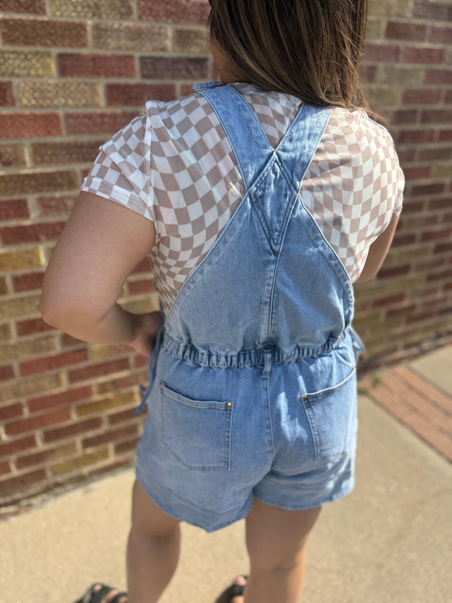 Side Tie Short Overalls