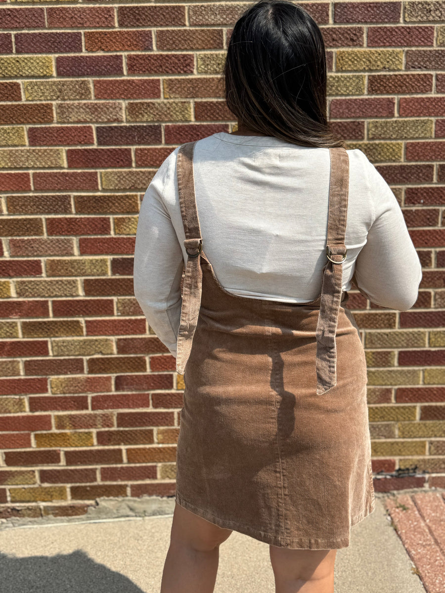 Snow Wash Corduroy Pinafore Overall Dress