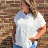 Plus Lightweight Short Sleeve Button Down Shirt