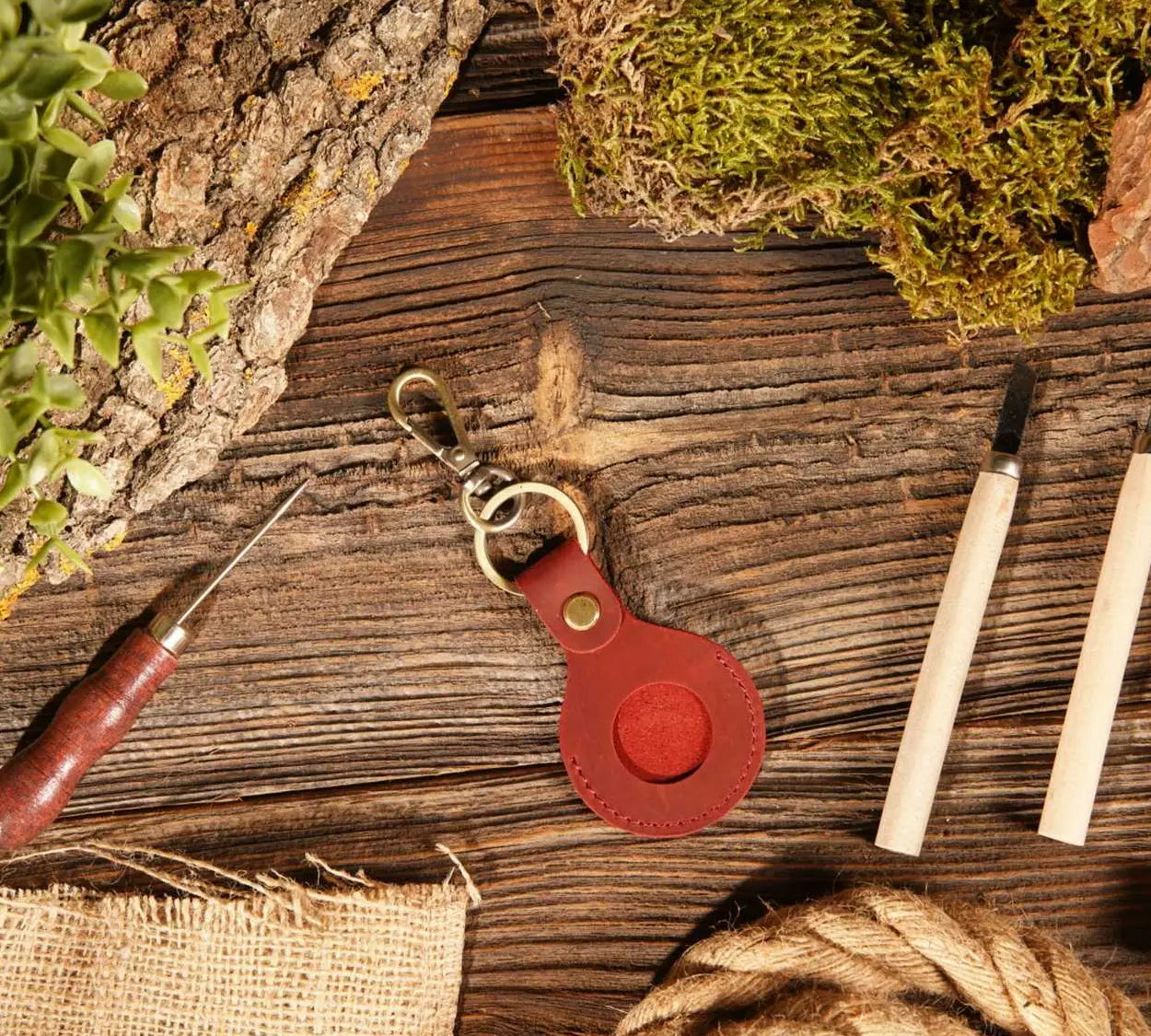 Leather Airtag Keychain