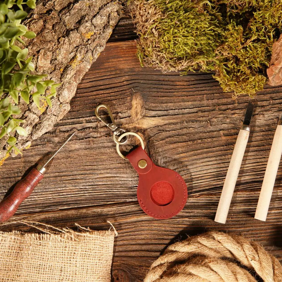 Leather Airtag Keychain