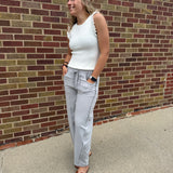 Relaxed Stripe Barrel Pants w/Pockets