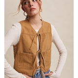 Caramel Denim Tie Front Vest