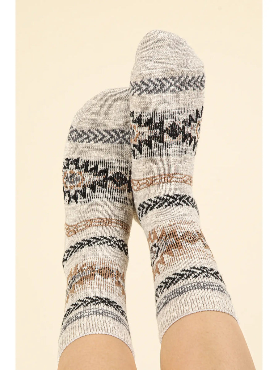 Aztec Graphic Cozy Crew Socks