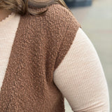 Beige Crochet Lace Hem Sleeve Top