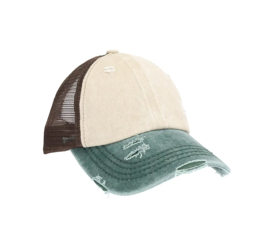 CC Tri Color Stone Washed High Pony Cap