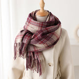 Red Plaid Tassel Scarf