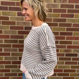 Two Tone Textured Sweater Top
