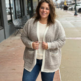 Open Front Cardigan with Stitching Detail
