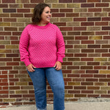 Textured Raglan Balloon Sleeve Pullover