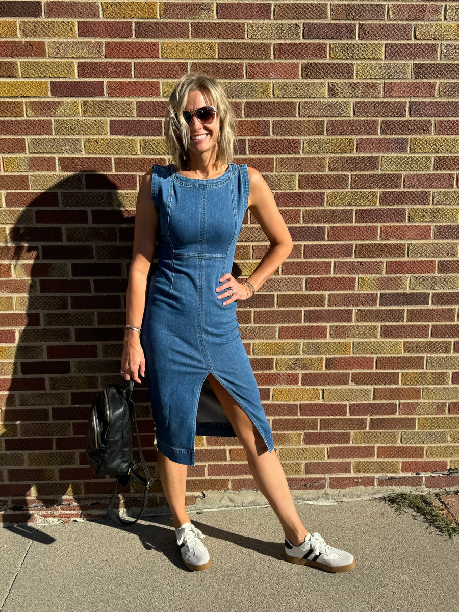 Sleeveless Denim Midi Dress