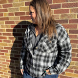 Zip Up Plaid Hoodie Shacket