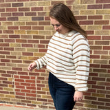 Plus Striped Round Neck Sweater
