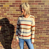 Sprinkled Yarn Striped Pullover Crew