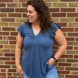 Plus V-Neck Ruffled Ruched Top