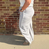 Plus Relaxed Stripe Barrel Pants w/Pockets