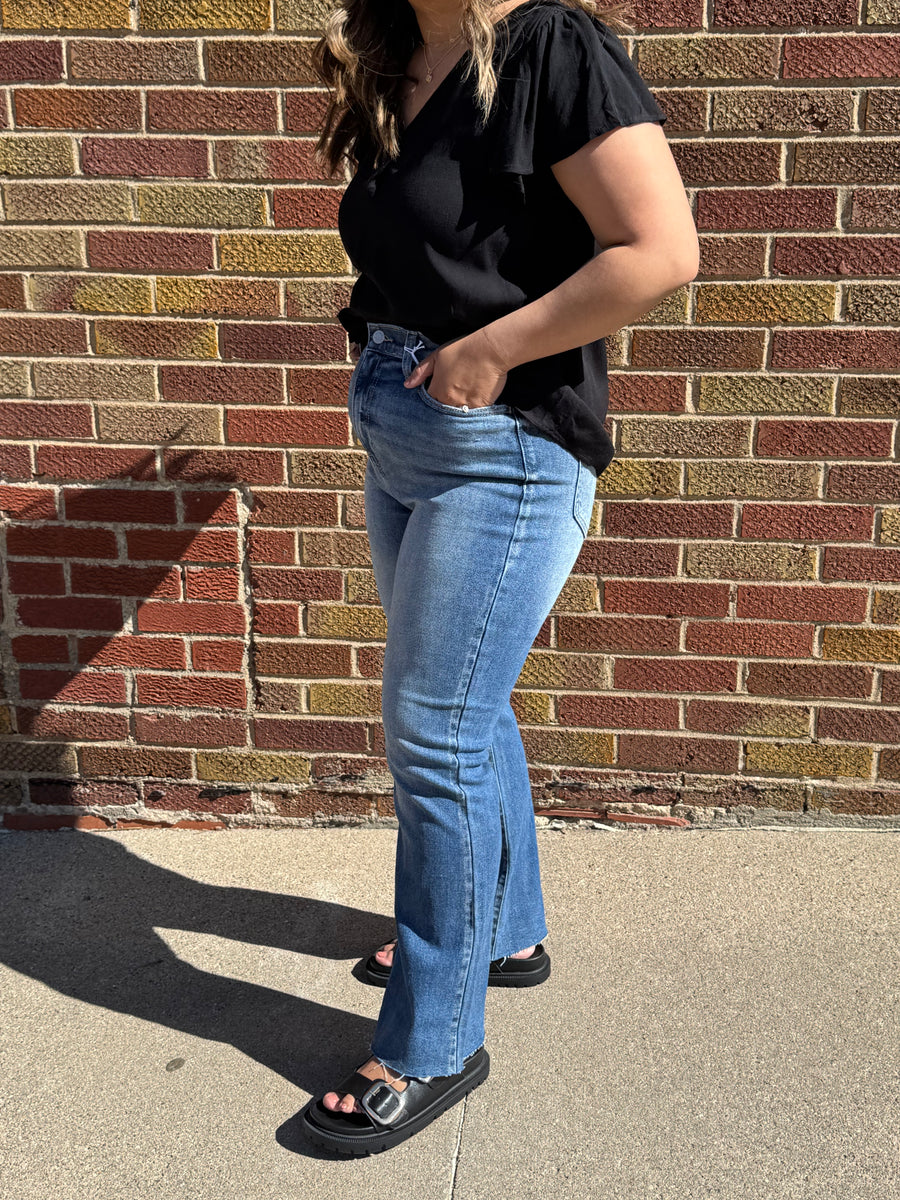 High Rise Crop Flare Cello Jeans