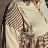 Plus Color Block Half Button Peplum Top