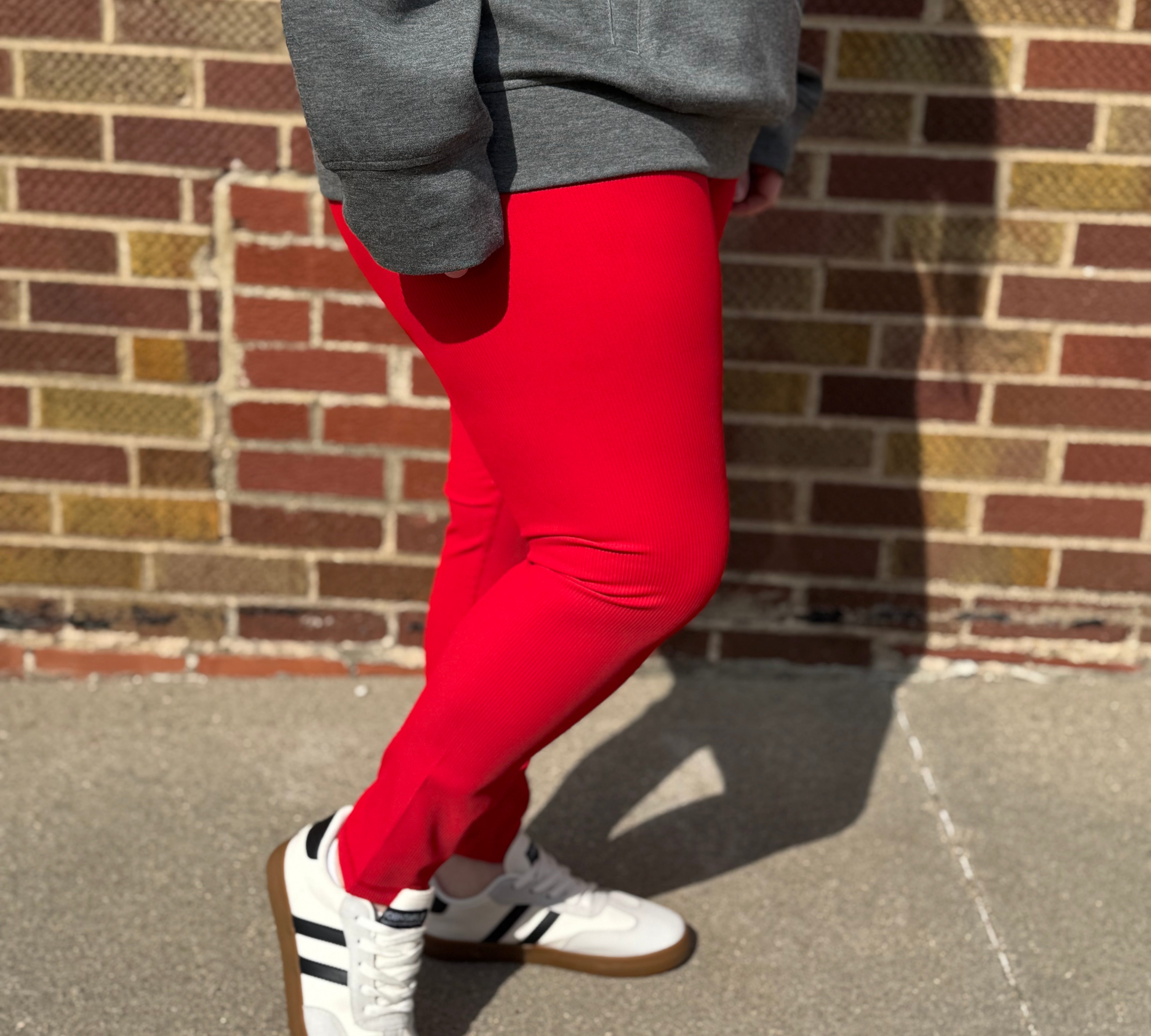 Plus Nylon Ribbed Leggings
