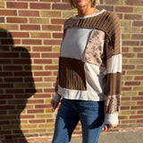 Floral Cable Knit Patchwork Top