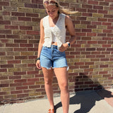 Vervet High Rise Raw Hem Boyfriend Shorts