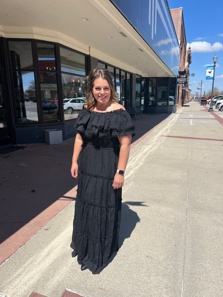 Plus Off The Shoulder Ruffle Maxi Dress