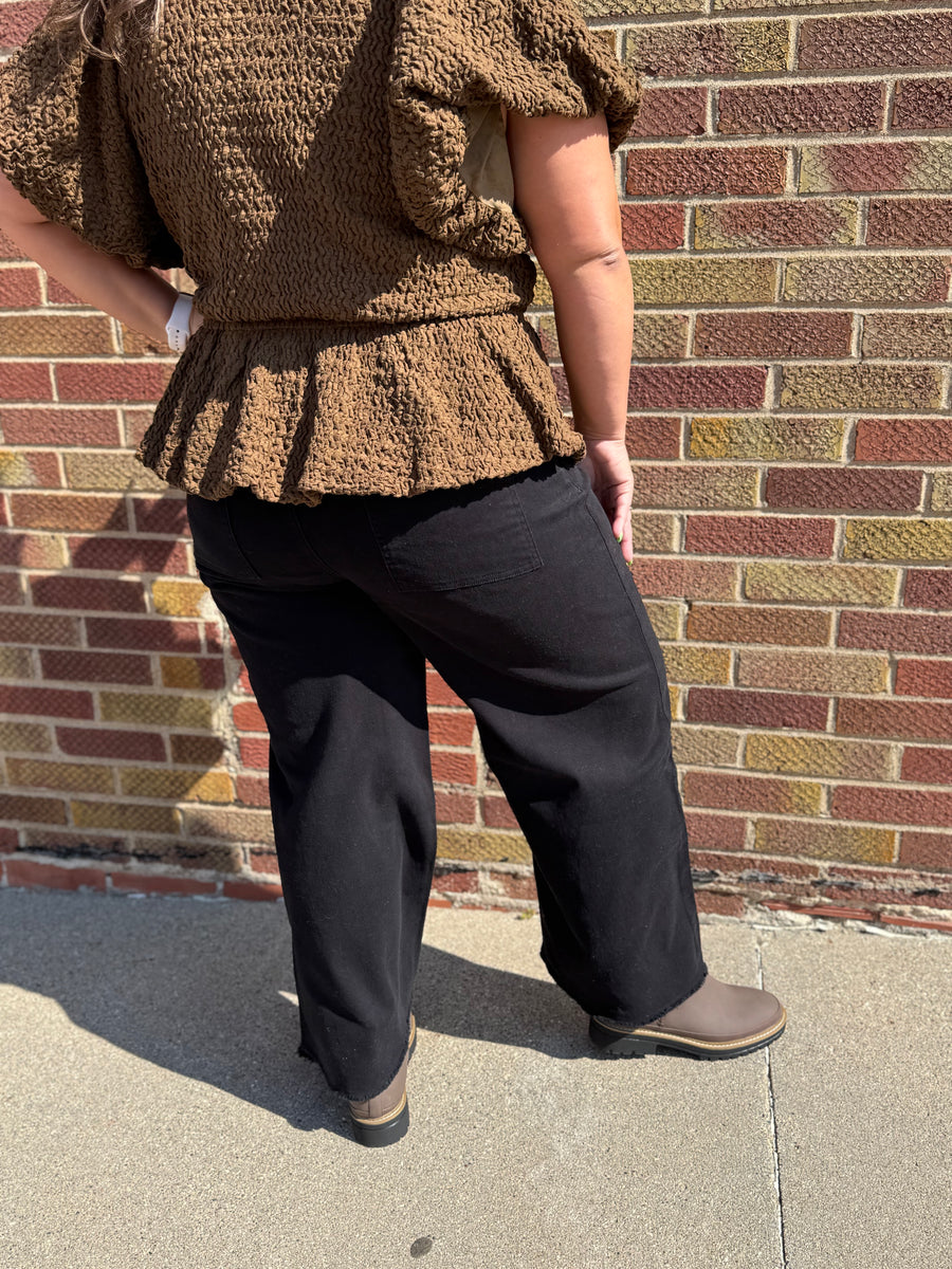 Plus Cotton Twill Wide Pant