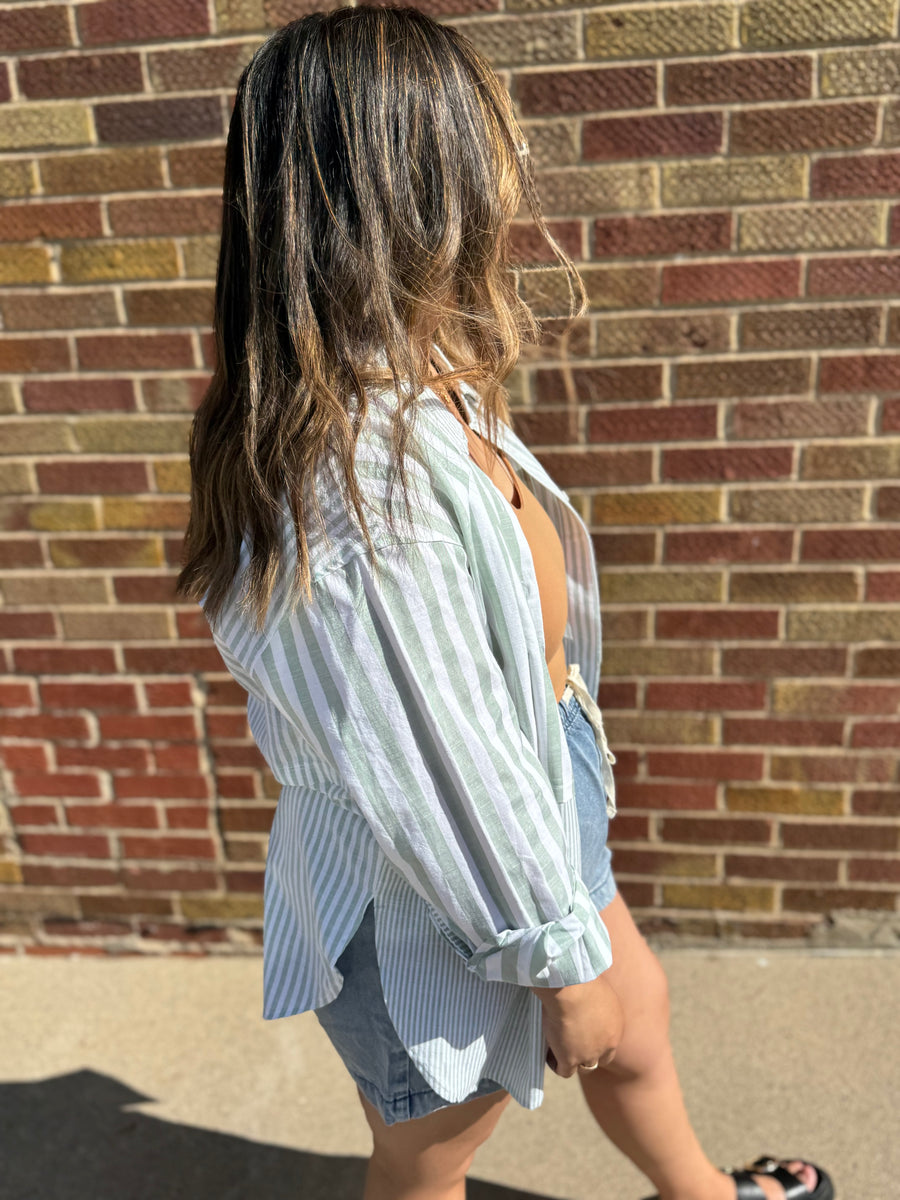 Multi Stripe Button Up Shirt