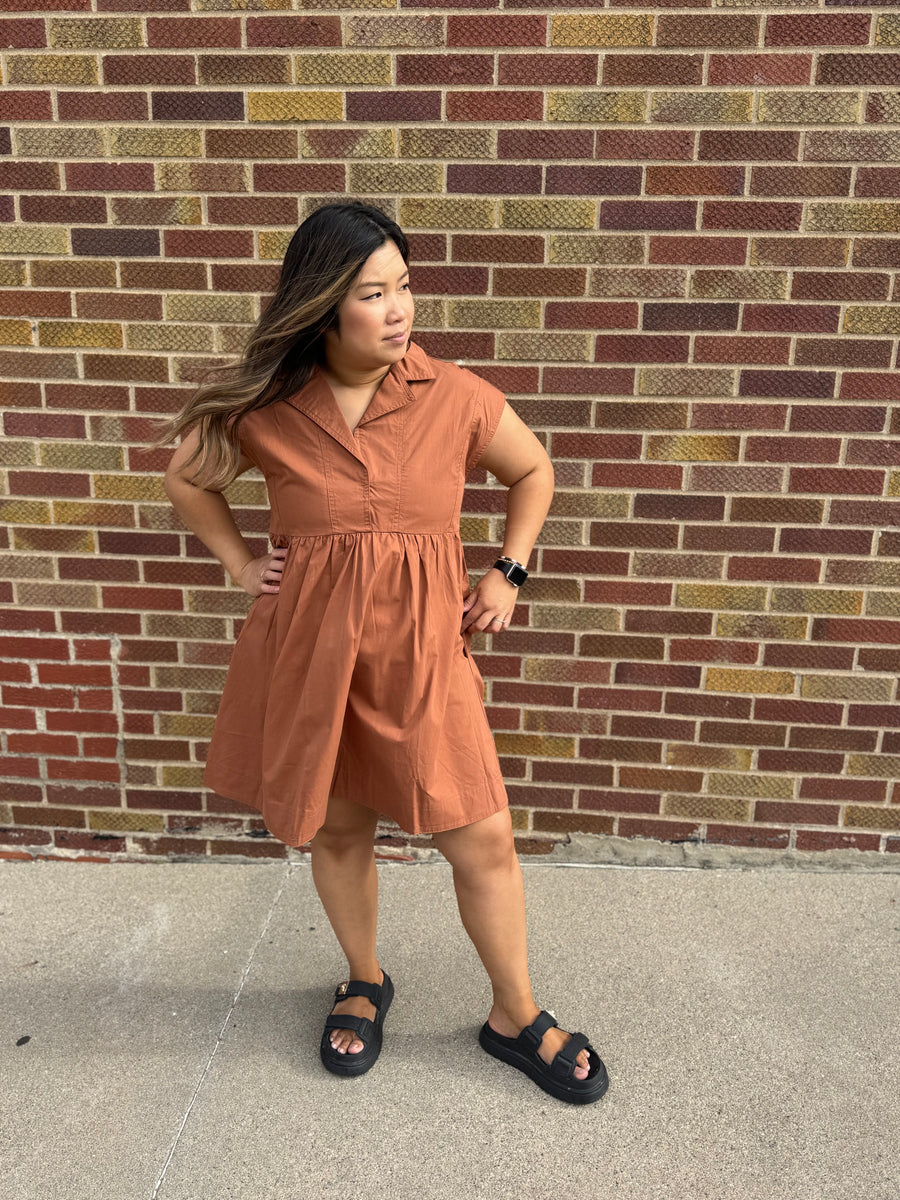 Collared Brick Mini Dress