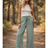 Green/White Stripe Woven Pants