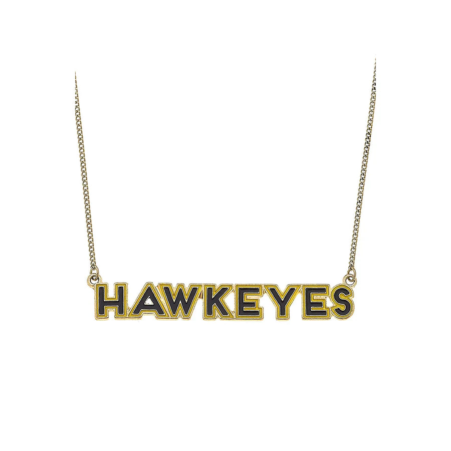 Iowa Hawkeye Outline Enamel Necklace