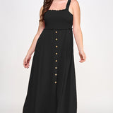 Plus Button Down Dress w/Ruffled Straps
