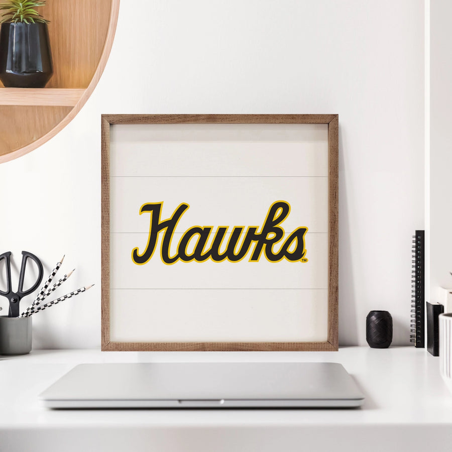 White Retro Hawks Sign 16x16