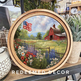 Round Patriotic Farm Art 8"