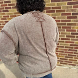 Plus Acid Wash Double Ribbed Pullover