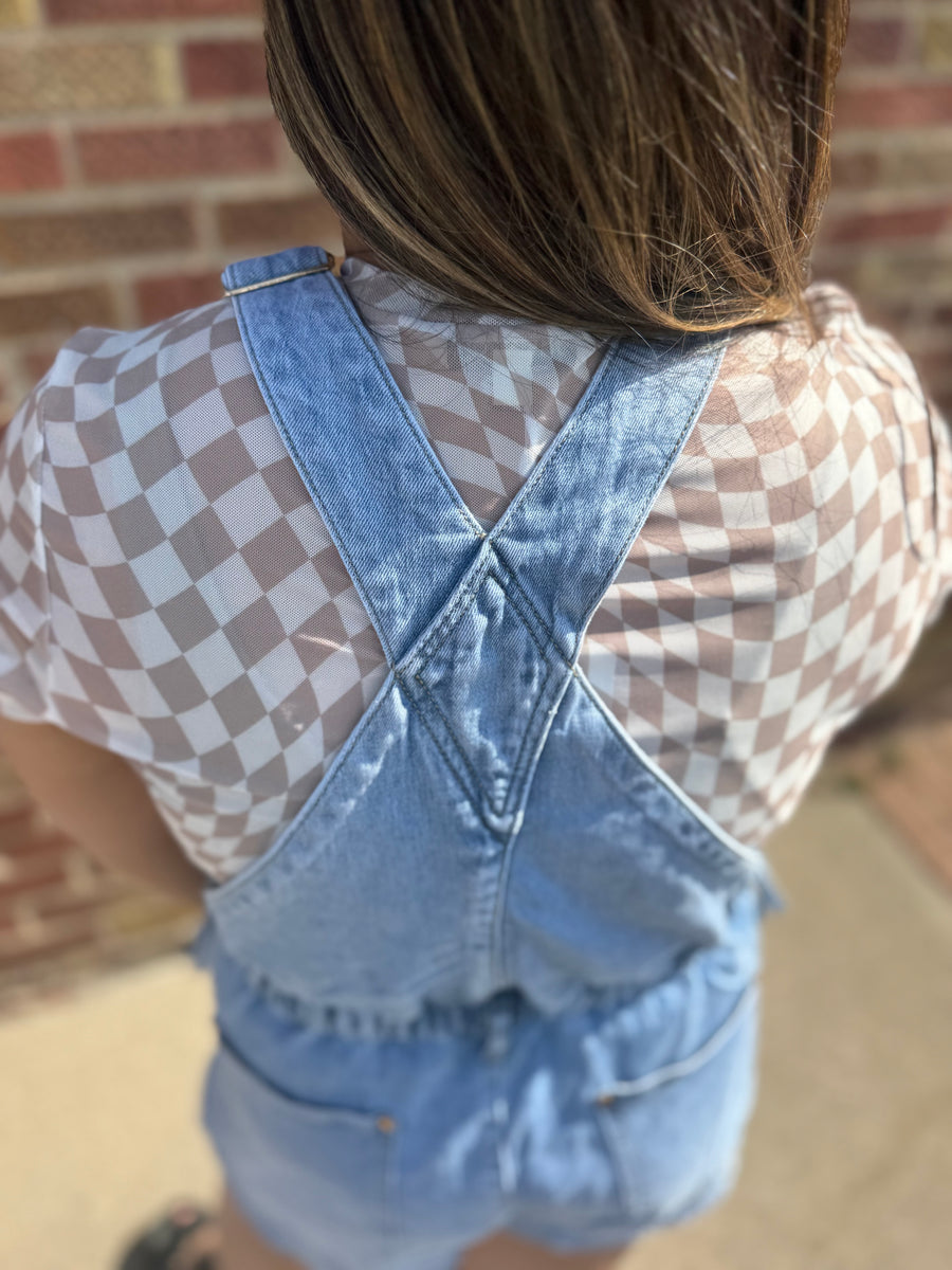 Side Tie Short Overalls